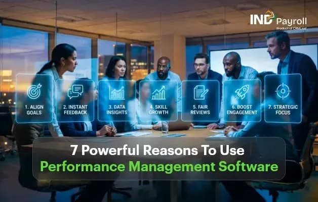 HR manager reviewing employee goals and performance ratings in performance management software